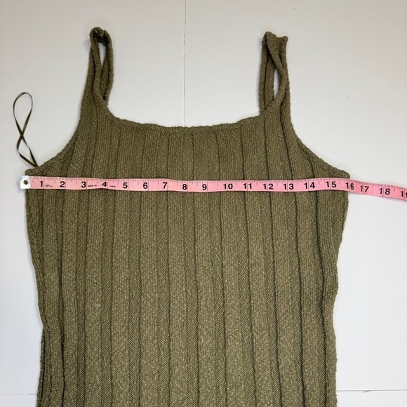 FP Beach by Free People Ribbed Knit Maxi Dress Tan Brown Sleeveless Bodycon L - Picture 6 of 11